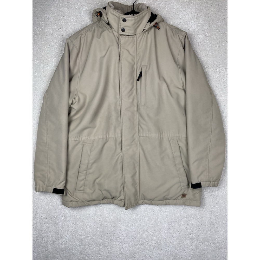 Weatherproof Men's Insulated Hooded Parka Jacket Tan Fleece Lined Winter Coat